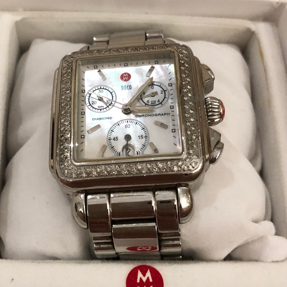Michele diamond deco watch